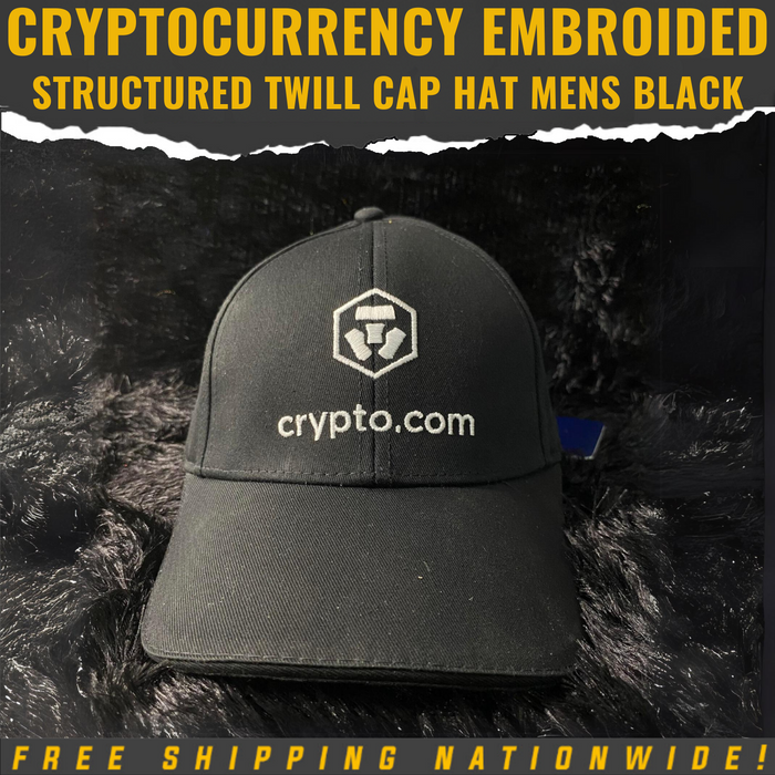 Cryptocurrency Embroided Cap Hat Mens Black