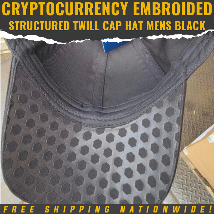 Cryptocurrency Embroided Cap Hat Mens Black