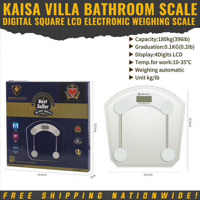 Kaisa Villa Direct Supplier Bathroom Scale Digital Square LCD Electronic Weighing Scale Health Scale