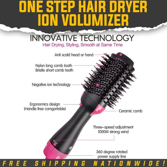 One-Step Hair Dryer & Volumizer, Healthy Care 2-in-1 negative Ion Generator Comb Hair Dryer