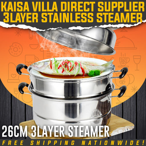3 Layer Stainless Steamer - Kaisa Villa Direct Supplier