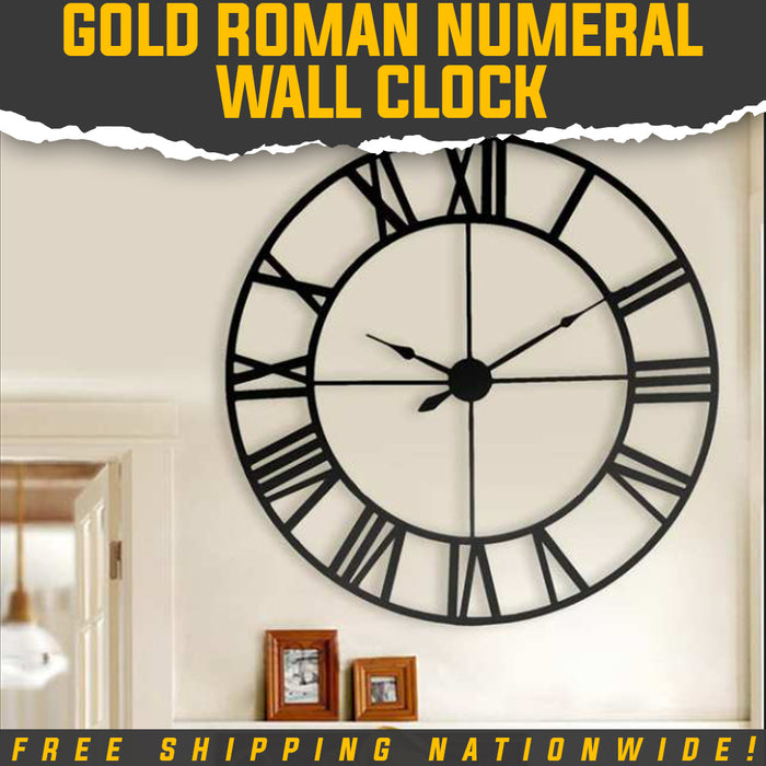 Affordable Gold Roman Numeral Wall Clock at Kaisavilla 