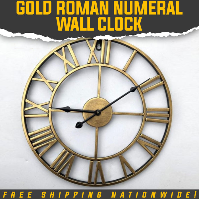 High-quality Gold Roman Numeral Wall Clock