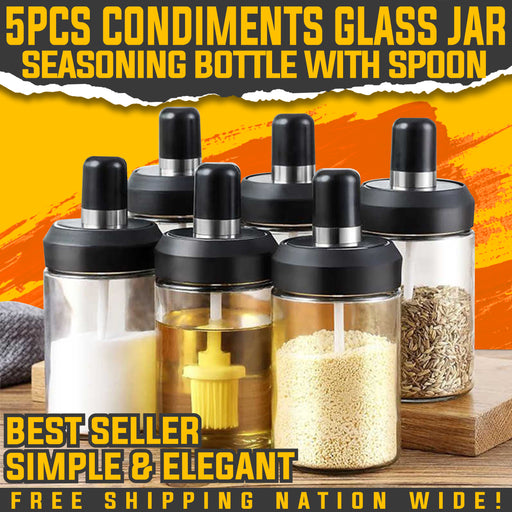 The Best 5Pcs. Condiments Glass Jar Seasoning Bottles